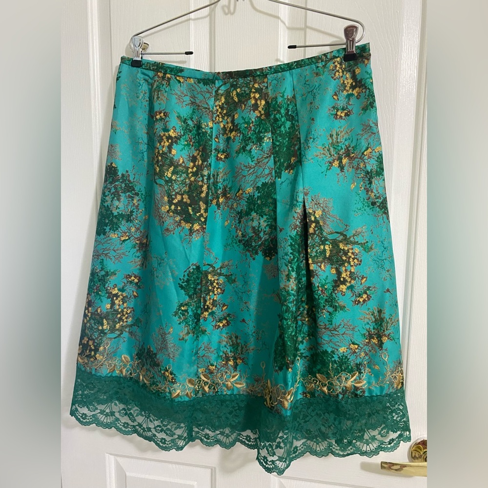 A-LINE .. WOMENS Elegant Floral Lace Trim Embroidered Skirt - Picture 6 of 12